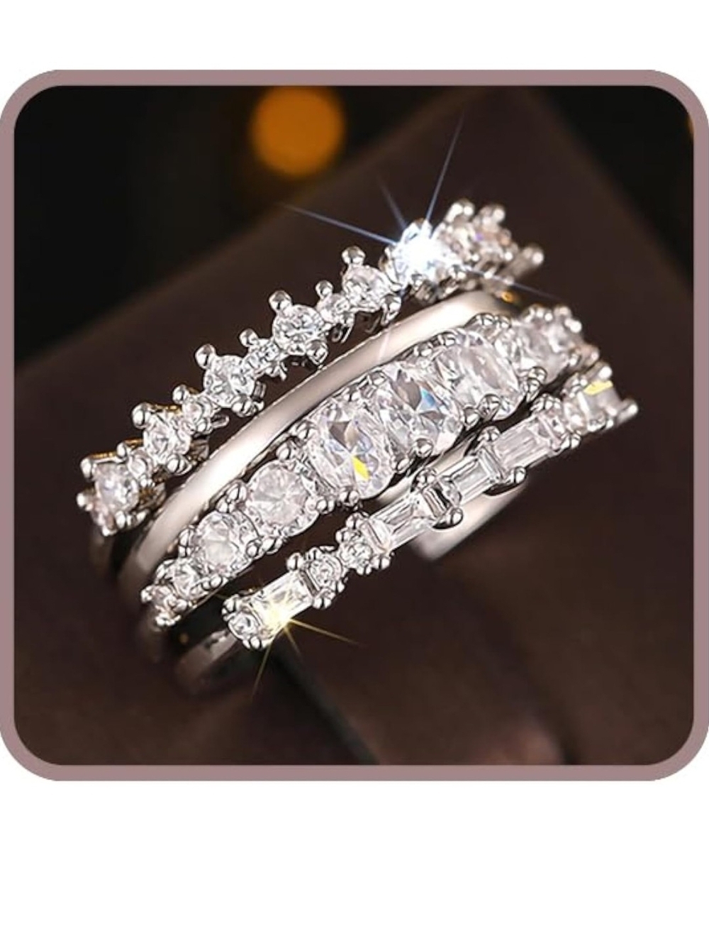 Silver Cubic Zirconia Stackable Rings - Silver - Picture 6 of 6